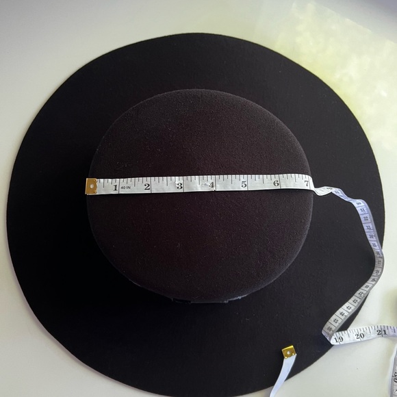 Boutique Black Boho Wool Wide Brimmed Hat With Turquoise/Western Detailing - Picture 12 of 12